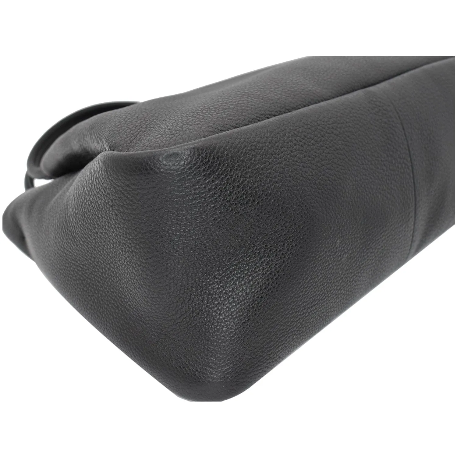 PRADA Flou Large Leather Shoulder Bag Black