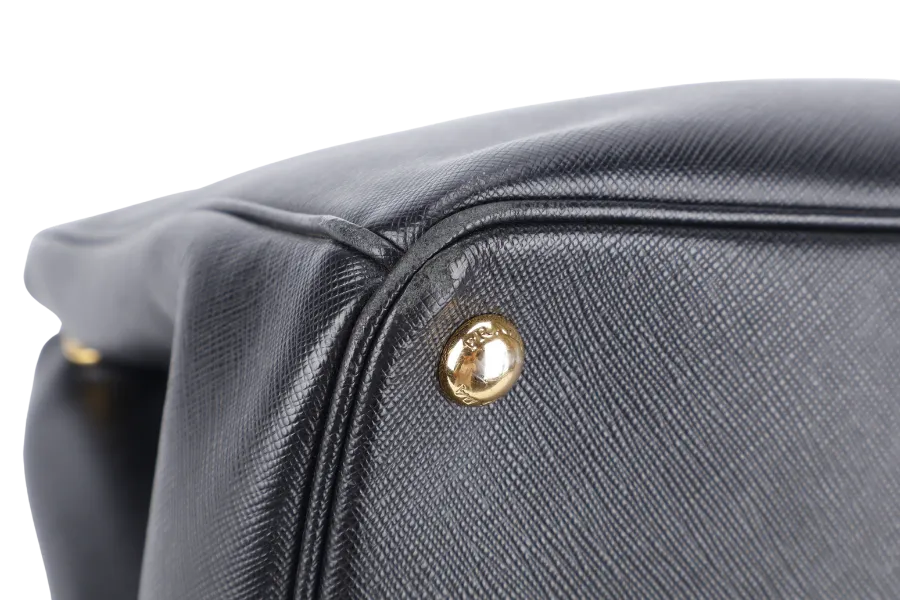 PRADA GALLERIA LARGE SAFFIANO LEATHER TOTE GOLD HARDWARE WITH STRAPS AND DUST COVER