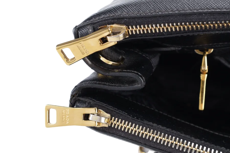 PRADA GALLERIA LARGE SAFFIANO LEATHER TOTE GOLD HARDWARE WITH STRAPS AND DUST COVER