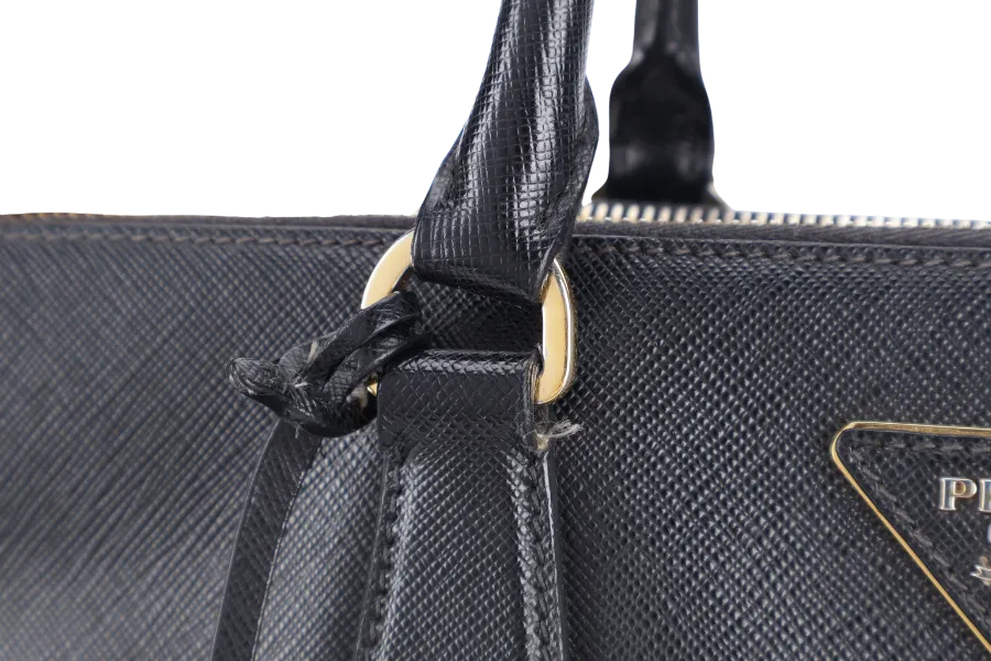 PRADA GALLERIA LARGE SAFFIANO LEATHER TOTE GOLD HARDWARE WITH STRAPS AND DUST COVER