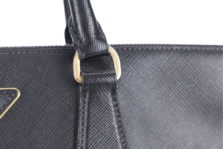 PRADA GALLERIA LARGE SAFFIANO LEATHER TOTE GOLD HARDWARE WITH STRAPS AND DUST COVER