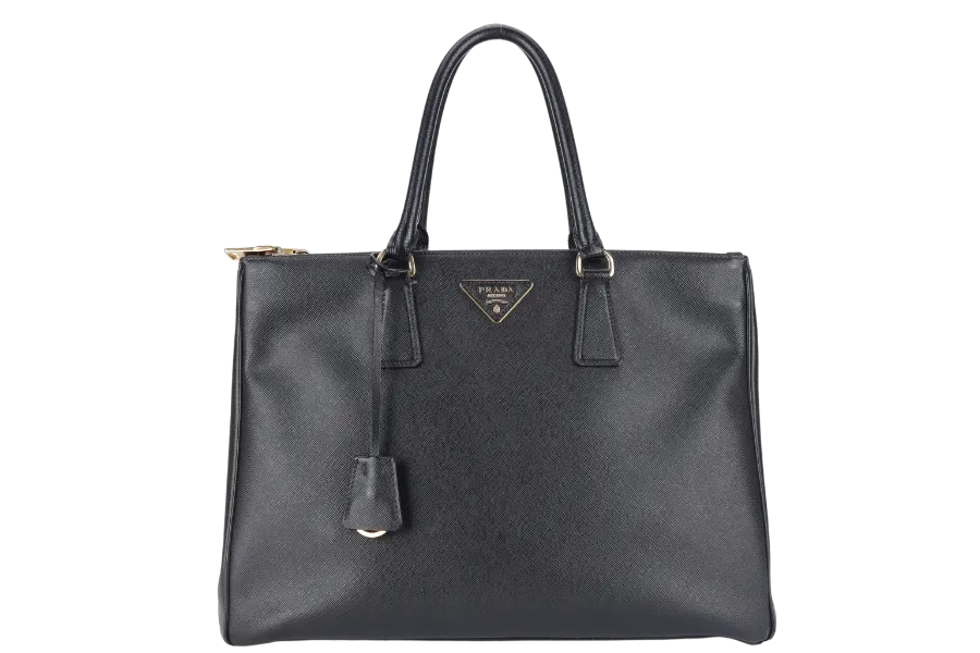 PRADA GALLERIA LARGE SAFFIANO LEATHER TOTE GOLD HARDWARE WITH STRAPS AND DUST COVER
