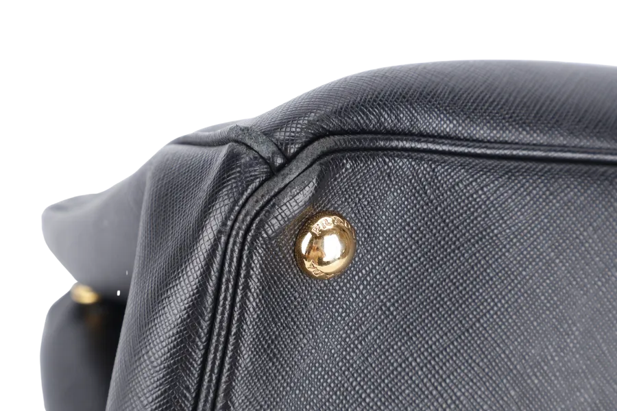PRADA GALLERIA LARGE SAFFIANO LEATHER TOTE GOLD HARDWARE WITH STRAPS AND DUST COVER