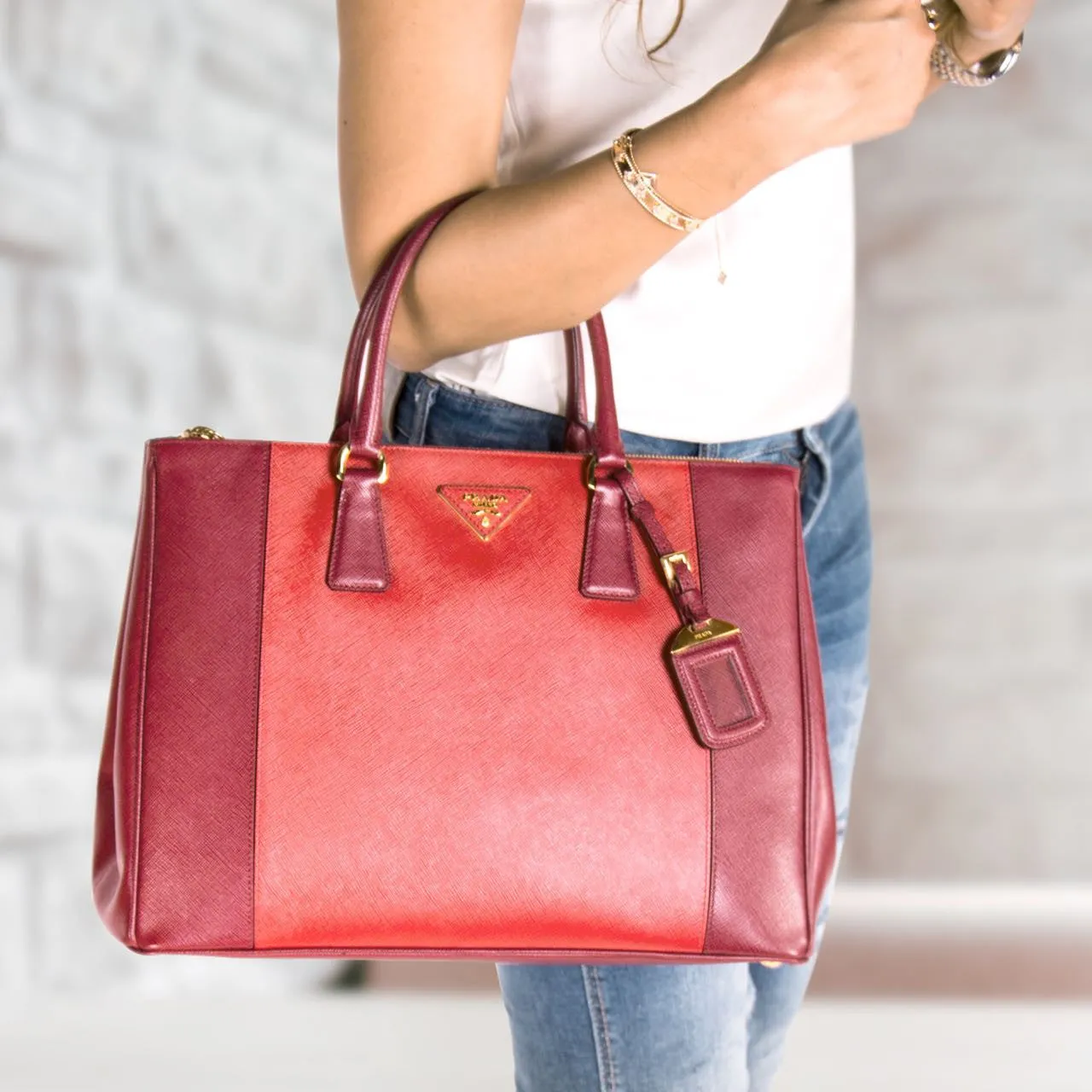 Prada Large Saffiano Double Zip Tote