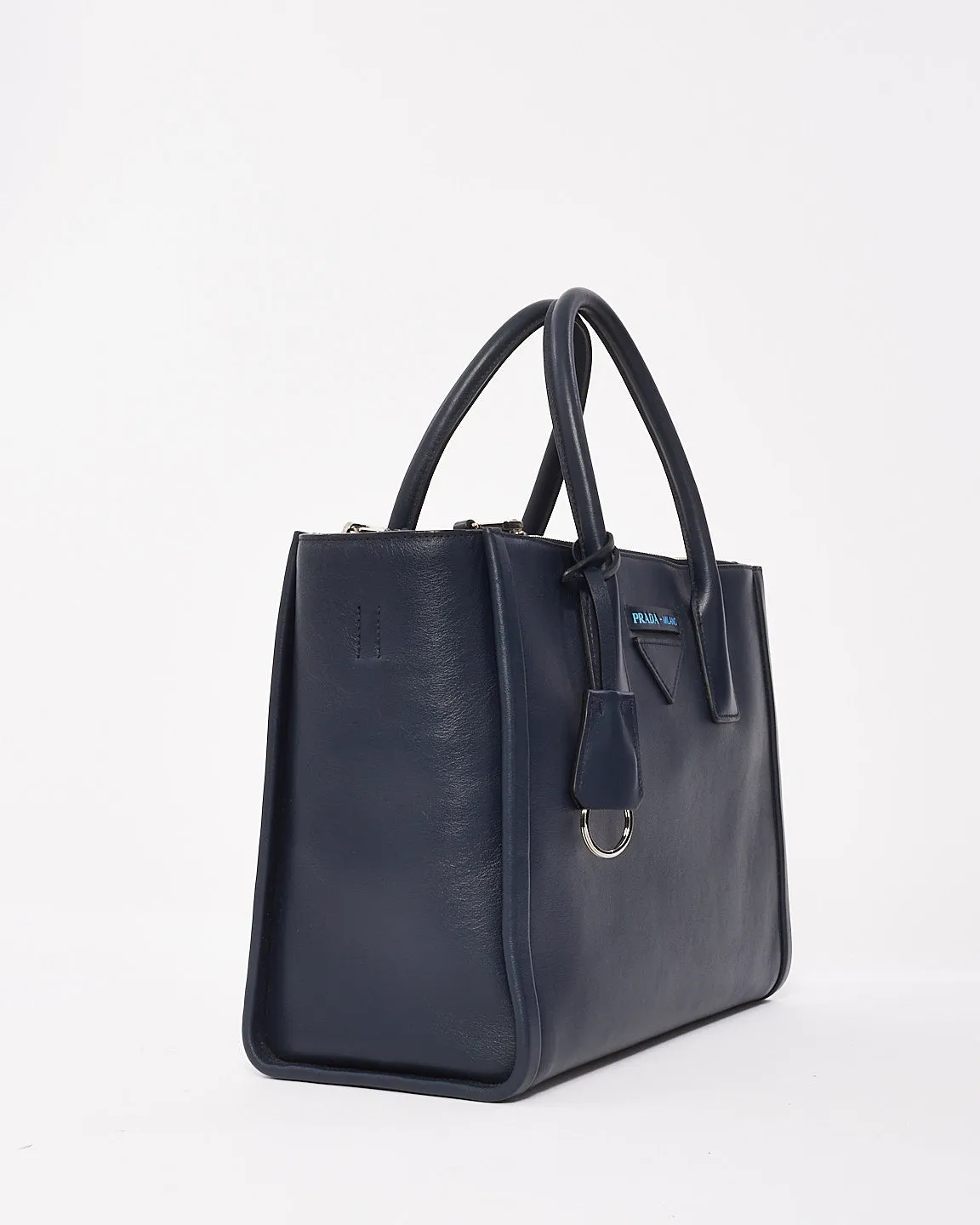 Prada Navy Blue Leather Medium Grace Concept Tote