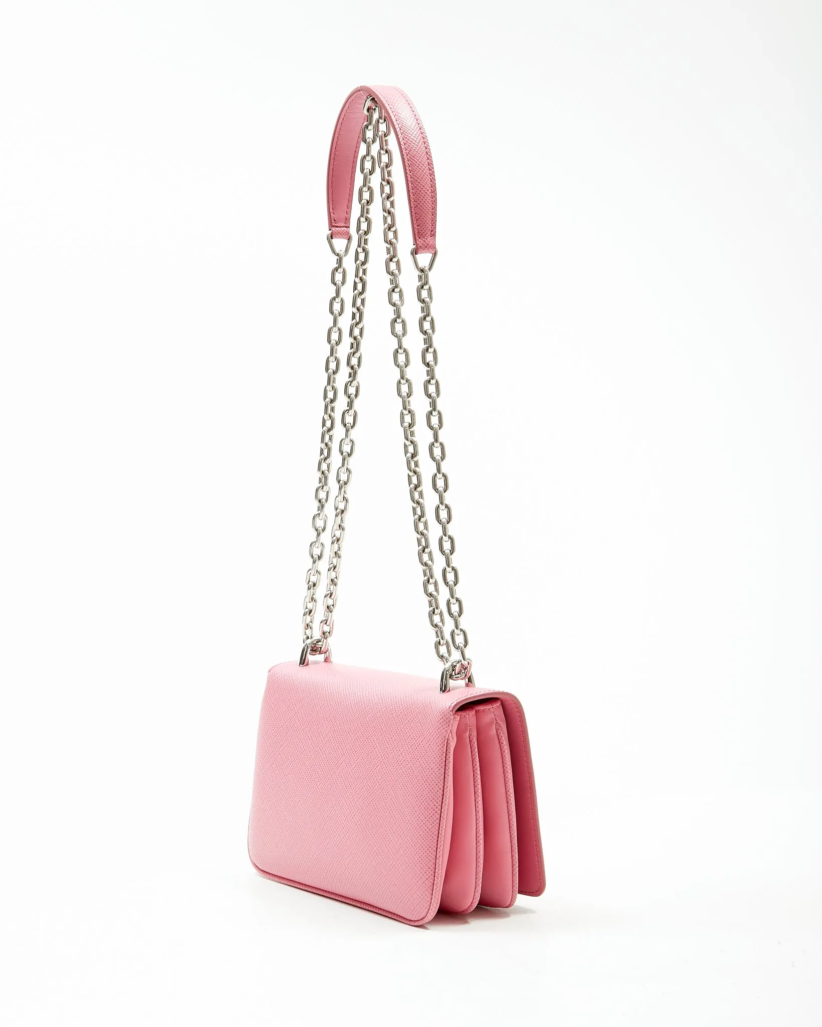 Prada Pink Saffiano Leather & Nylon Tessuto Crossbody Bag