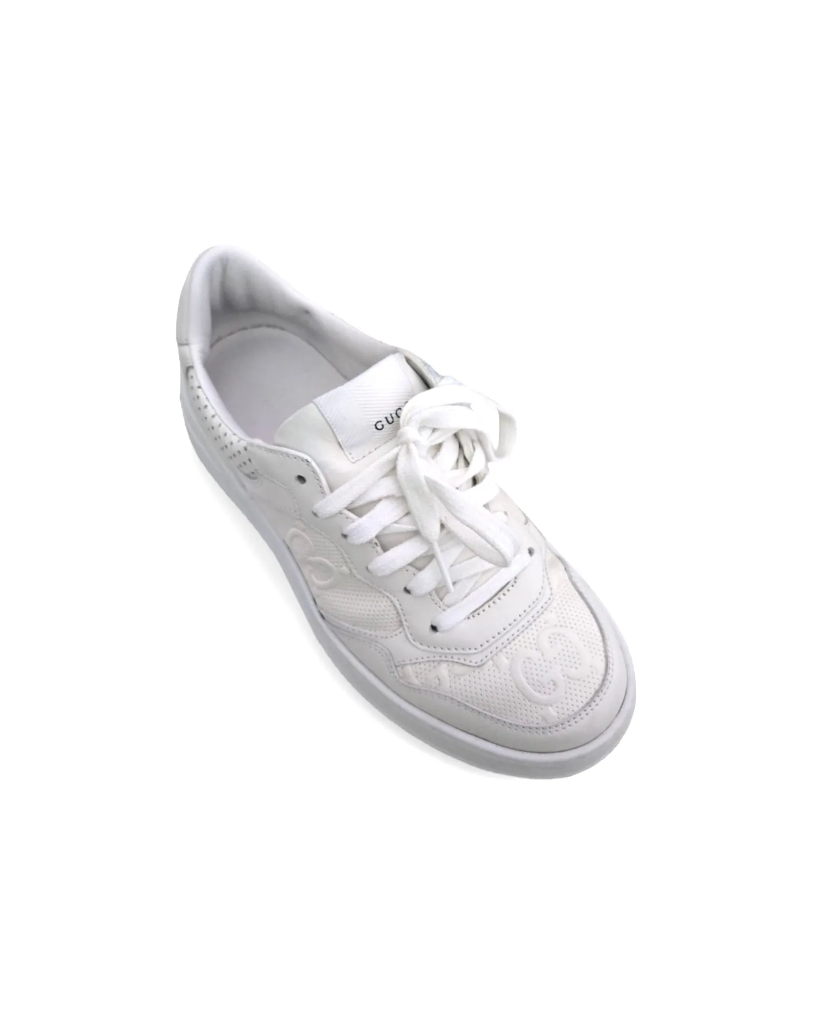 Pre-owned Gucci Embossed GG White Trainers