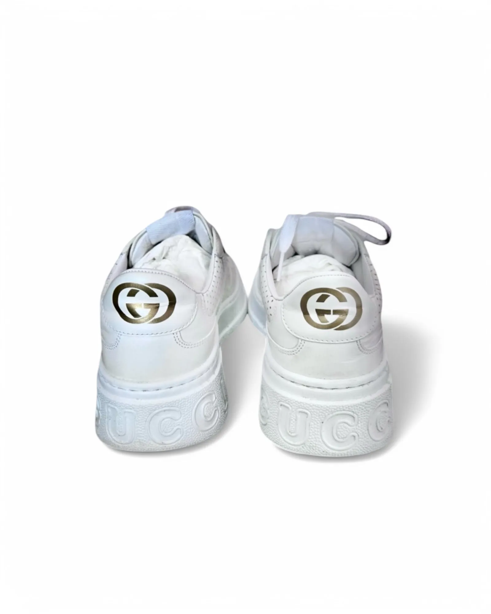 Pre-owned Gucci Embossed GG White Trainers
