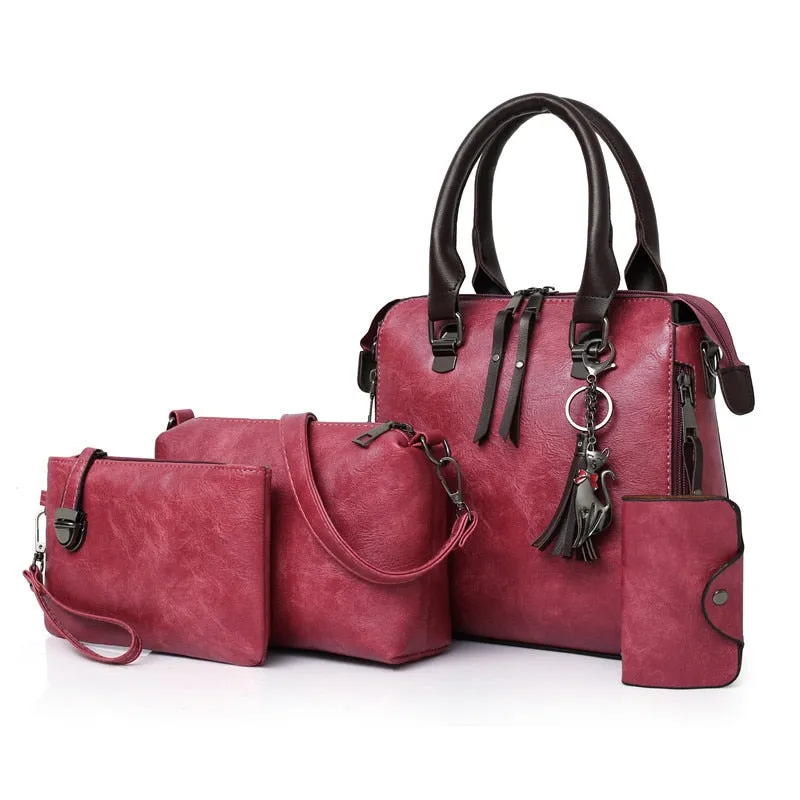 PU Leather High Quality Ladies Handbags Set