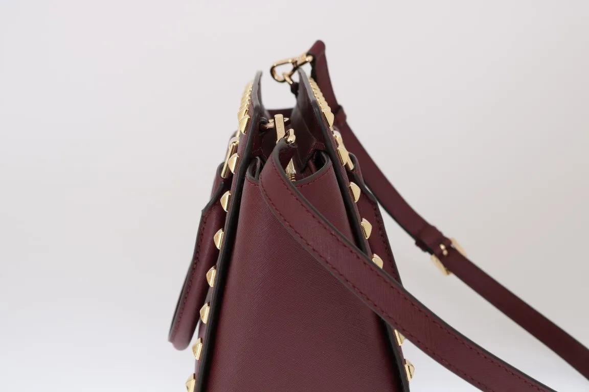 Purple SELMA STUD Leather Satchel Bag