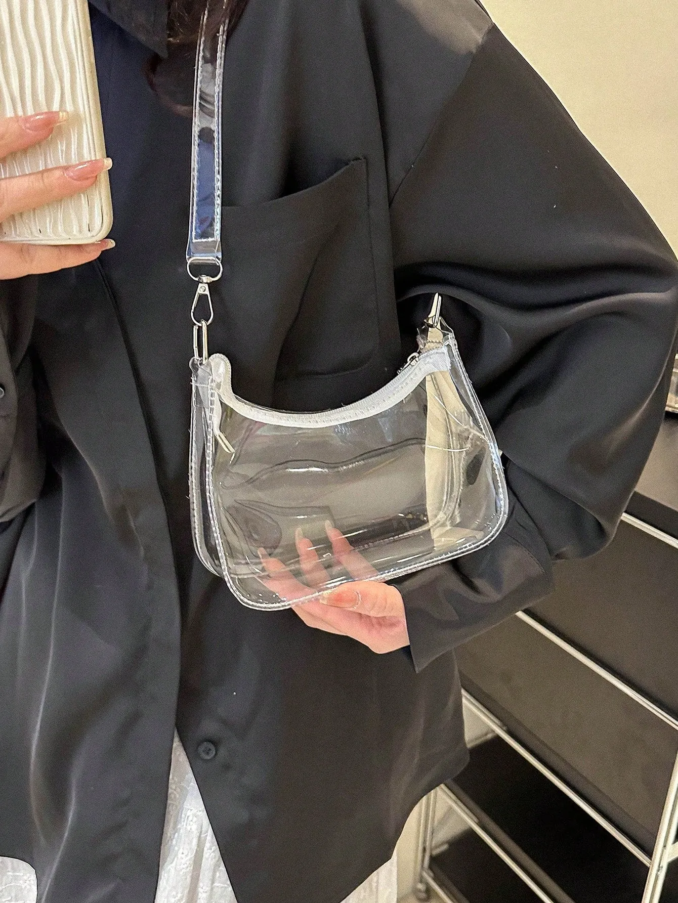 PVC Hobo Bag Clear Zipper FD