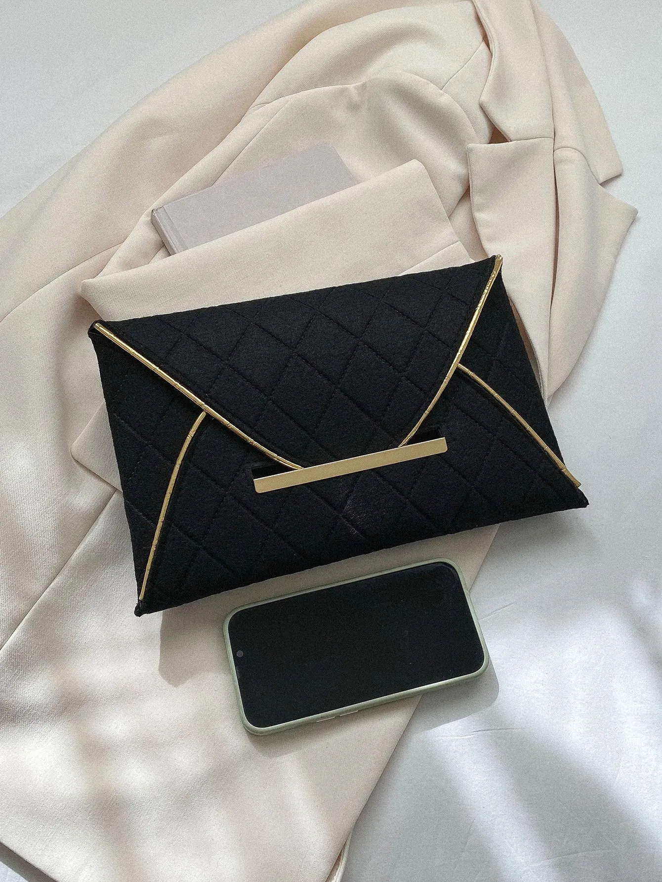 Quilted Metal Decor Flap Square Bag- FD ⚡