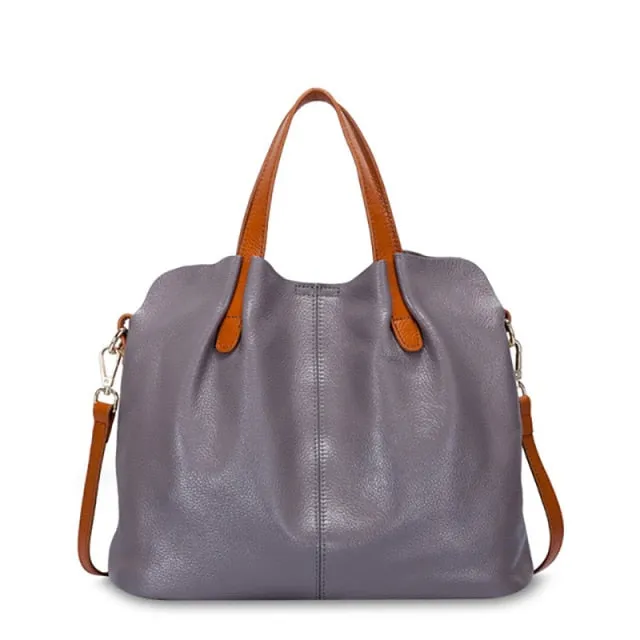 Realaiot Genuine Leather Women's Bag Fashion Commute Handbags Solid Color Tote Messenger Luxury Designer Shoulder Cossbody Bags Female
