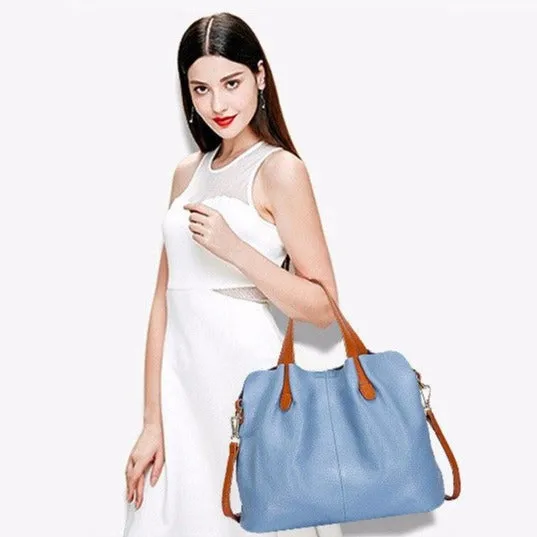 Realaiot Genuine Leather Women's Bag Fashion Commute Handbags Solid Color Tote Messenger Luxury Designer Shoulder Cossbody Bags Female