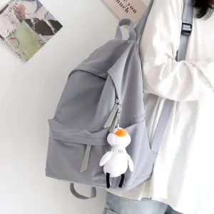 Realaiot Solid Color Versatile Backpack Female Korean Harajuku Schoolbag Middle School Student Backpack Female Backpack