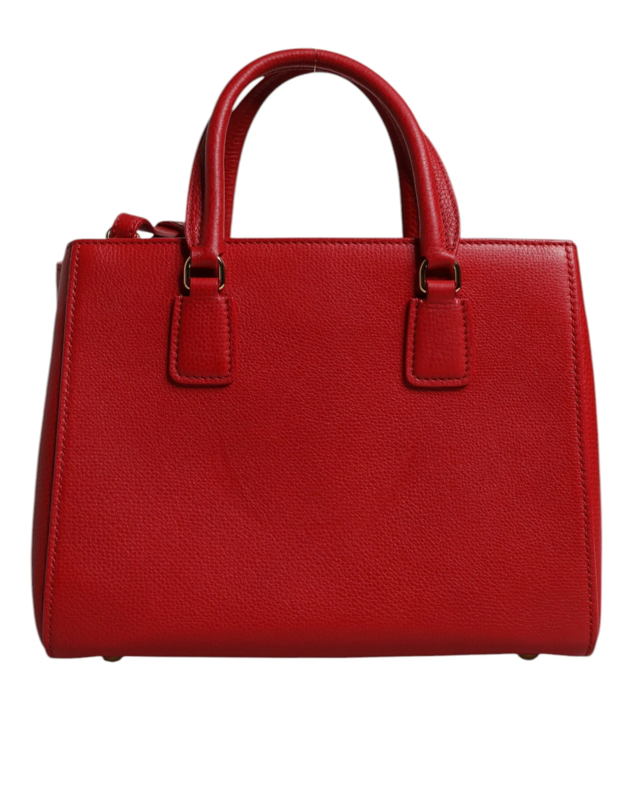 Red Calfskin Leather Shoulder Top Handle Bag