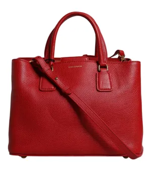 Red Calfskin Leather Shoulder Top Handle Bag