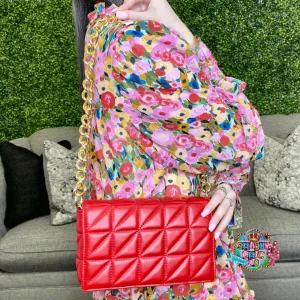 Red Quilted Crossbody Bag