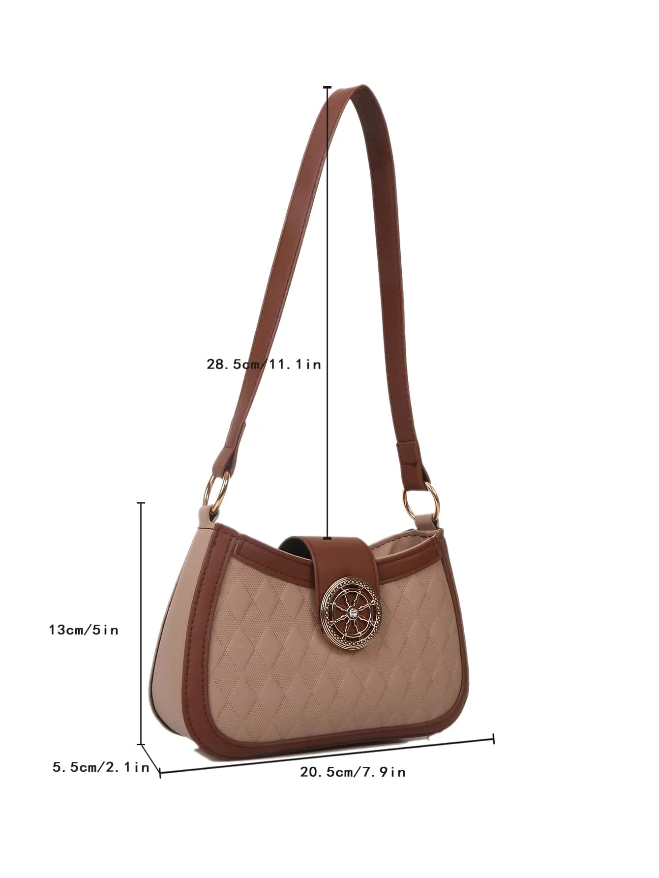 Rhinestone Detail Argyle Pattern Hobo Bag - Multicolor