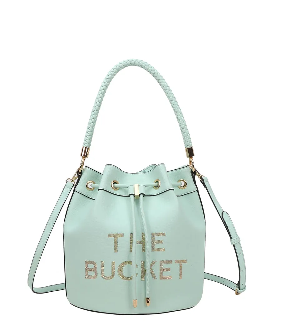 Rhinestoned "The Bucket" Draw String Hobo -Shoulder Bag