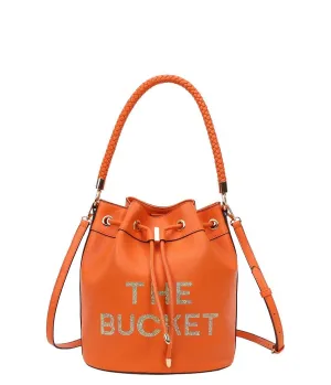 Rhinestoned "The Bucket" Draw String Hobo -Shoulder Bag