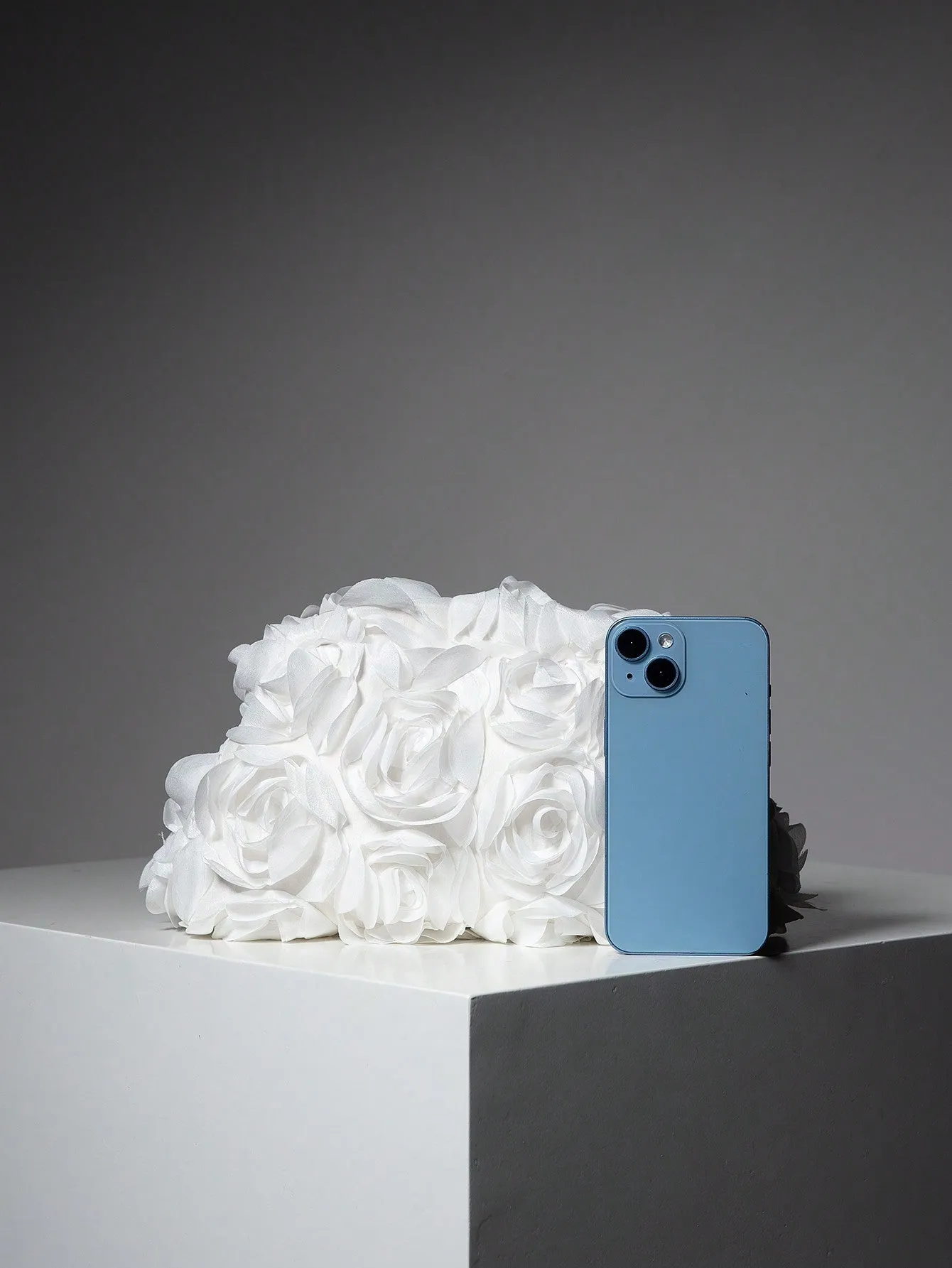 Rose Pattern Clutch Bag - White- FD ⚡