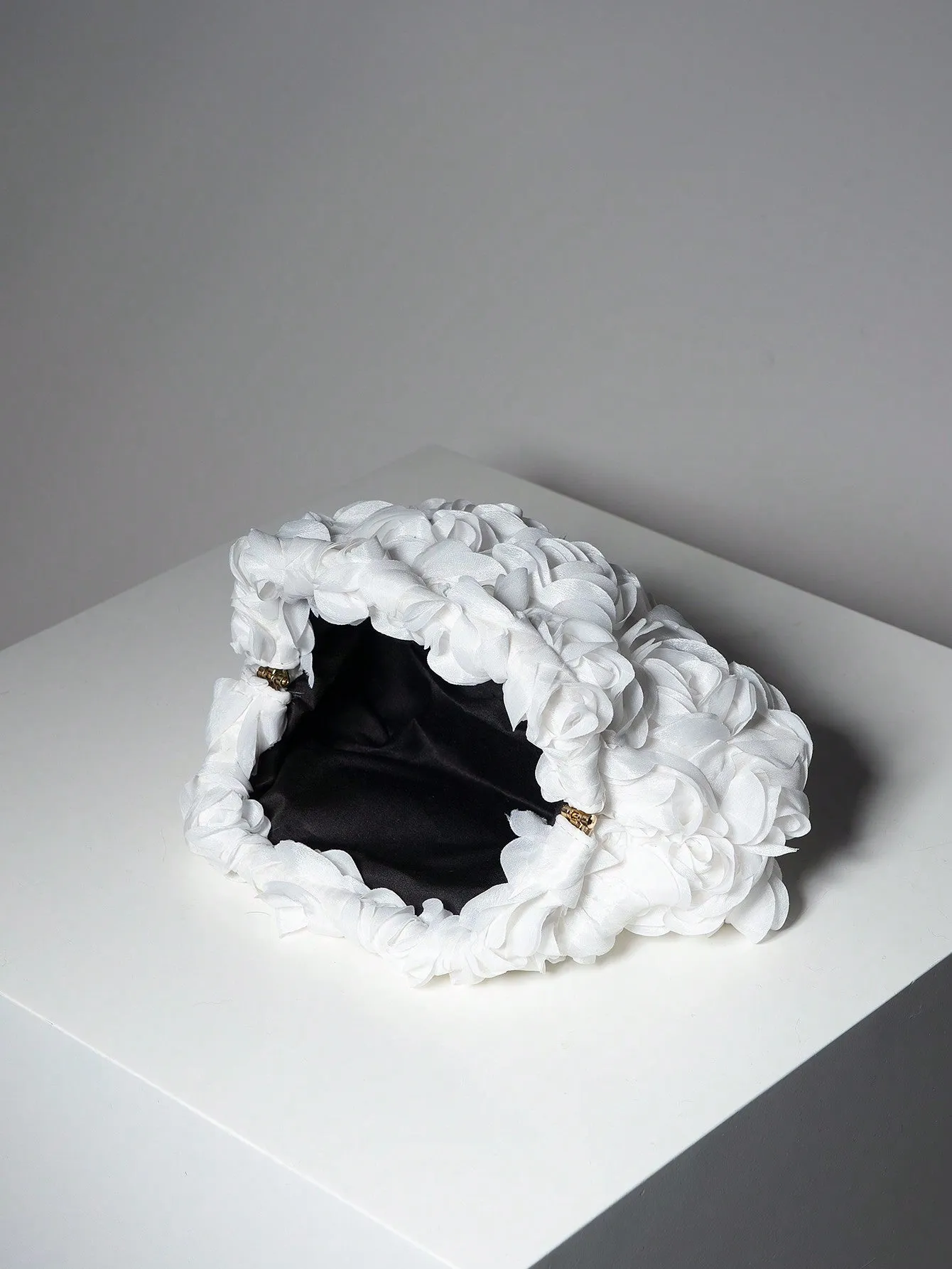 Rose Pattern Clutch Bag - White- FD ⚡