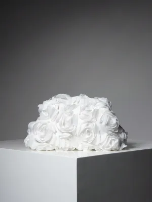 Rose Pattern Clutch Bag - White- FD ⚡