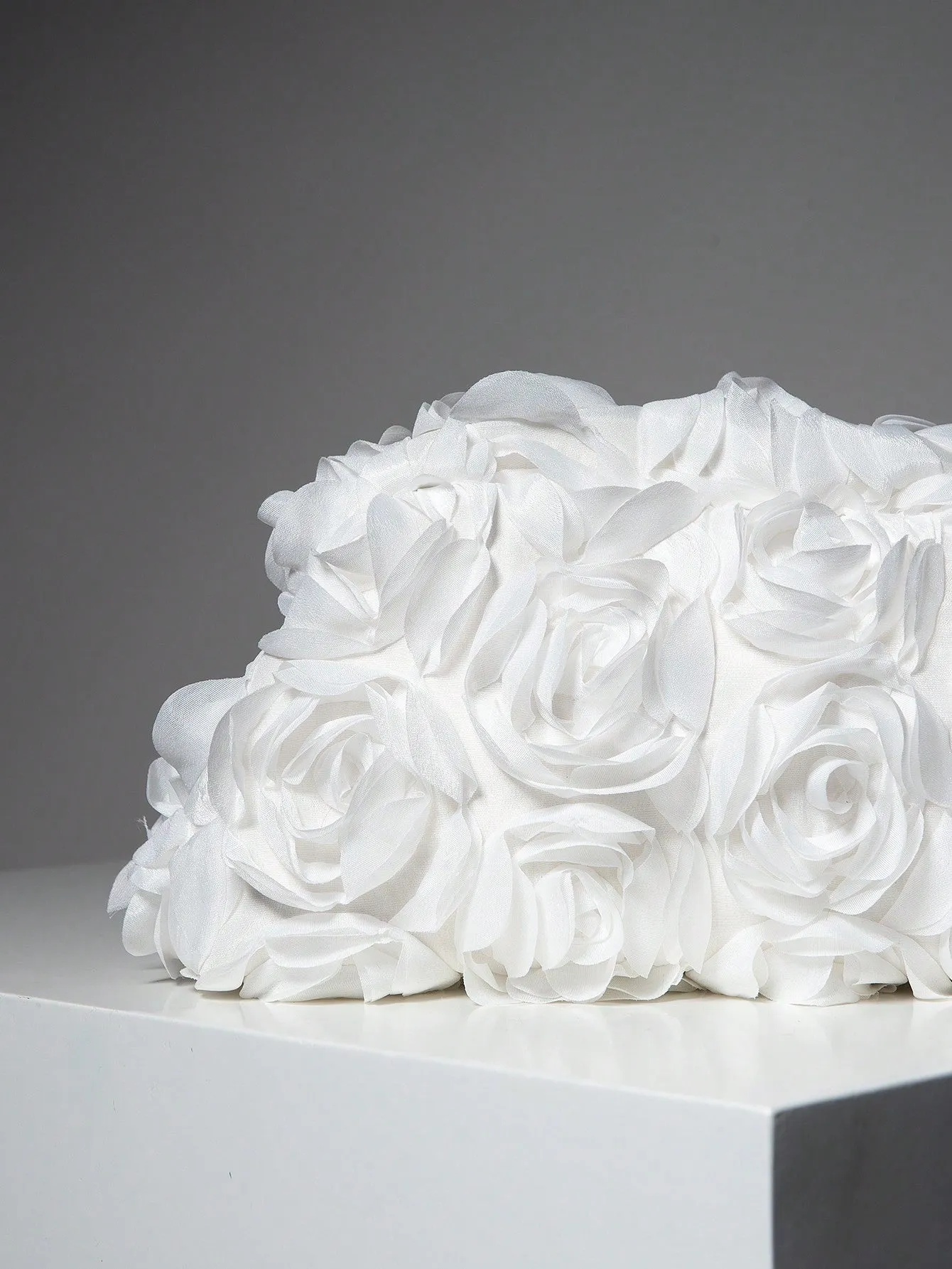 Rose Pattern Clutch Bag - White- FD ⚡