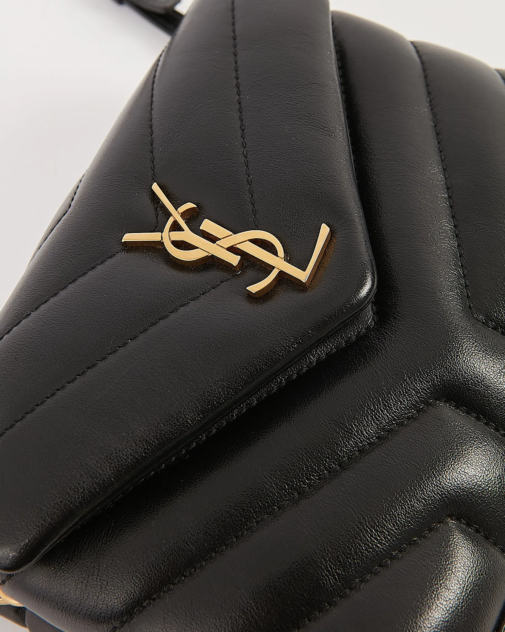 Saint Laurent Black Chevron Monogram Toy Lou Lou Crossbody