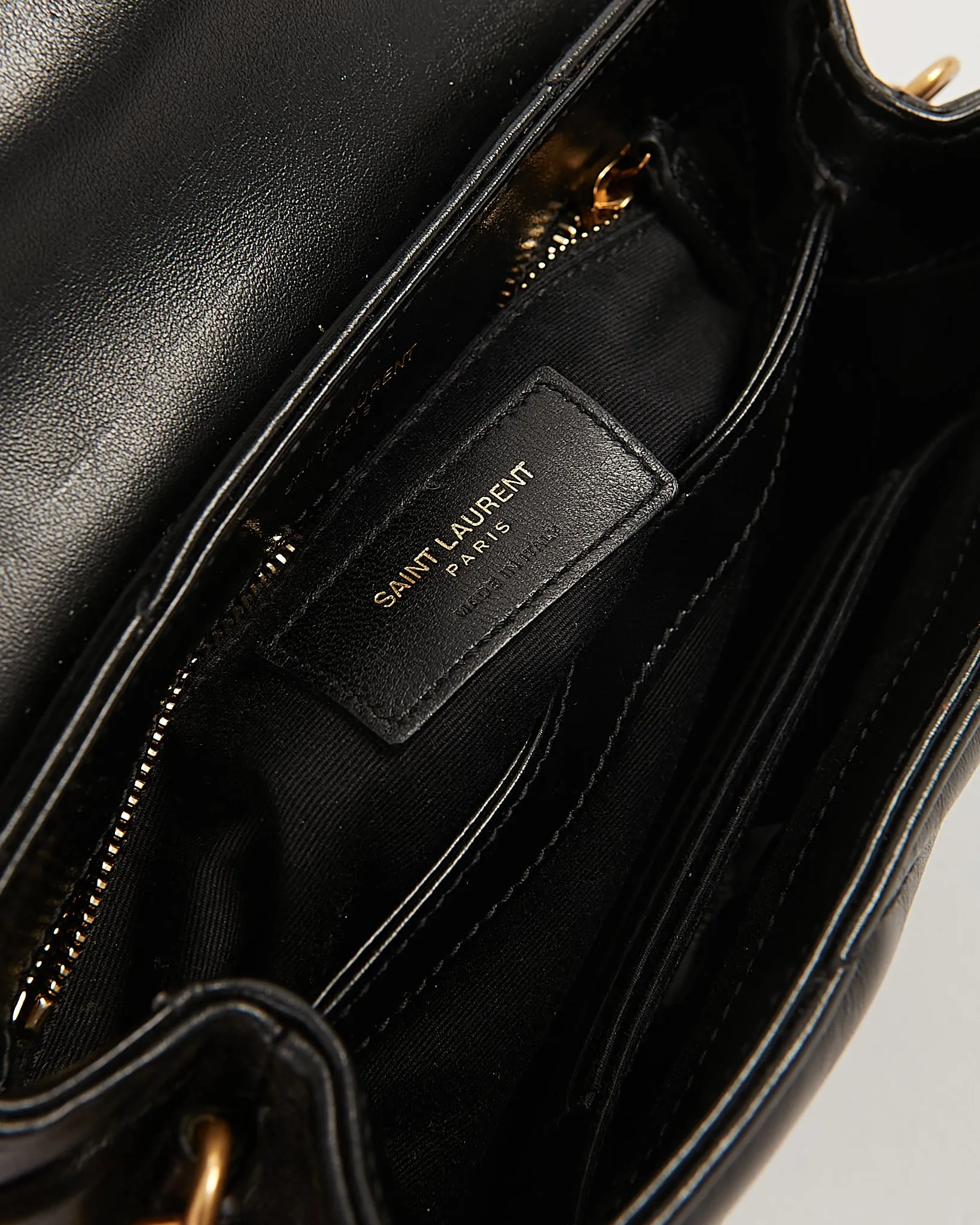 Saint Laurent Black Chevron Monogram Toy Lou Lou Crossbody
