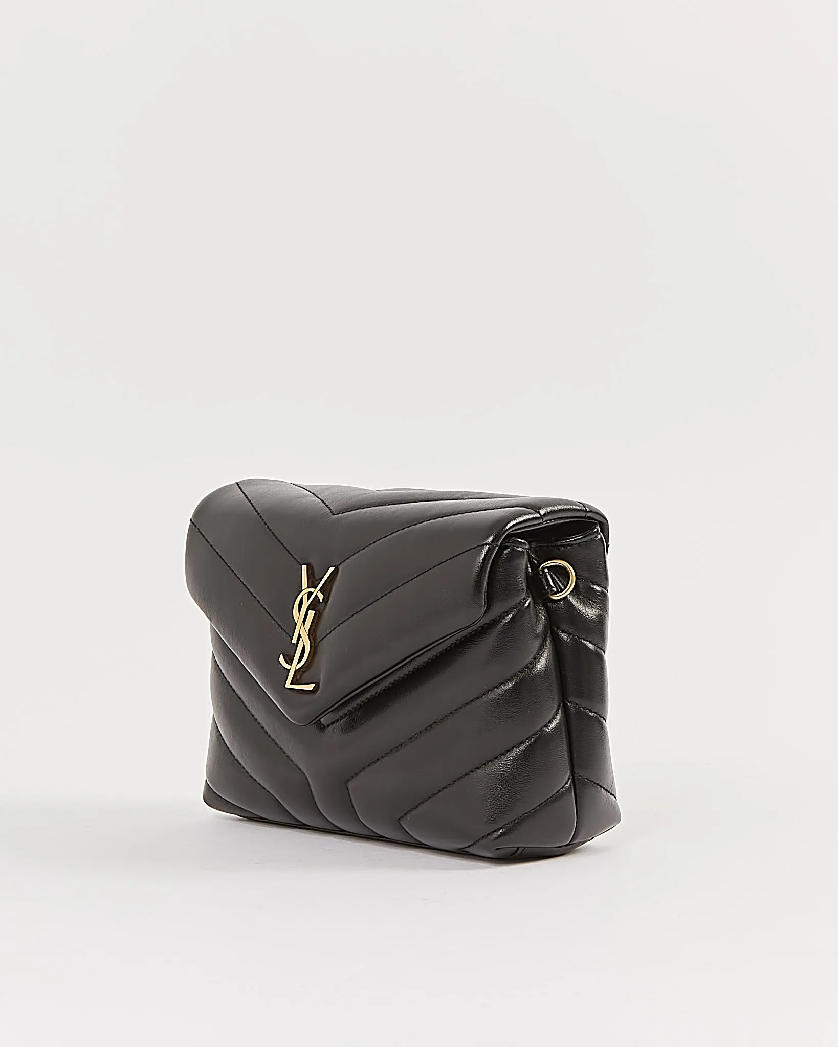 Saint Laurent Black Chevron Monogram Toy Lou Lou Crossbody