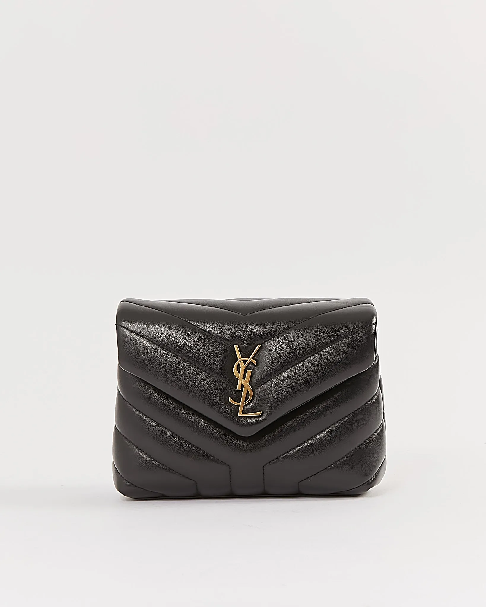 Saint Laurent Black Chevron Monogram Toy Lou Lou Crossbody