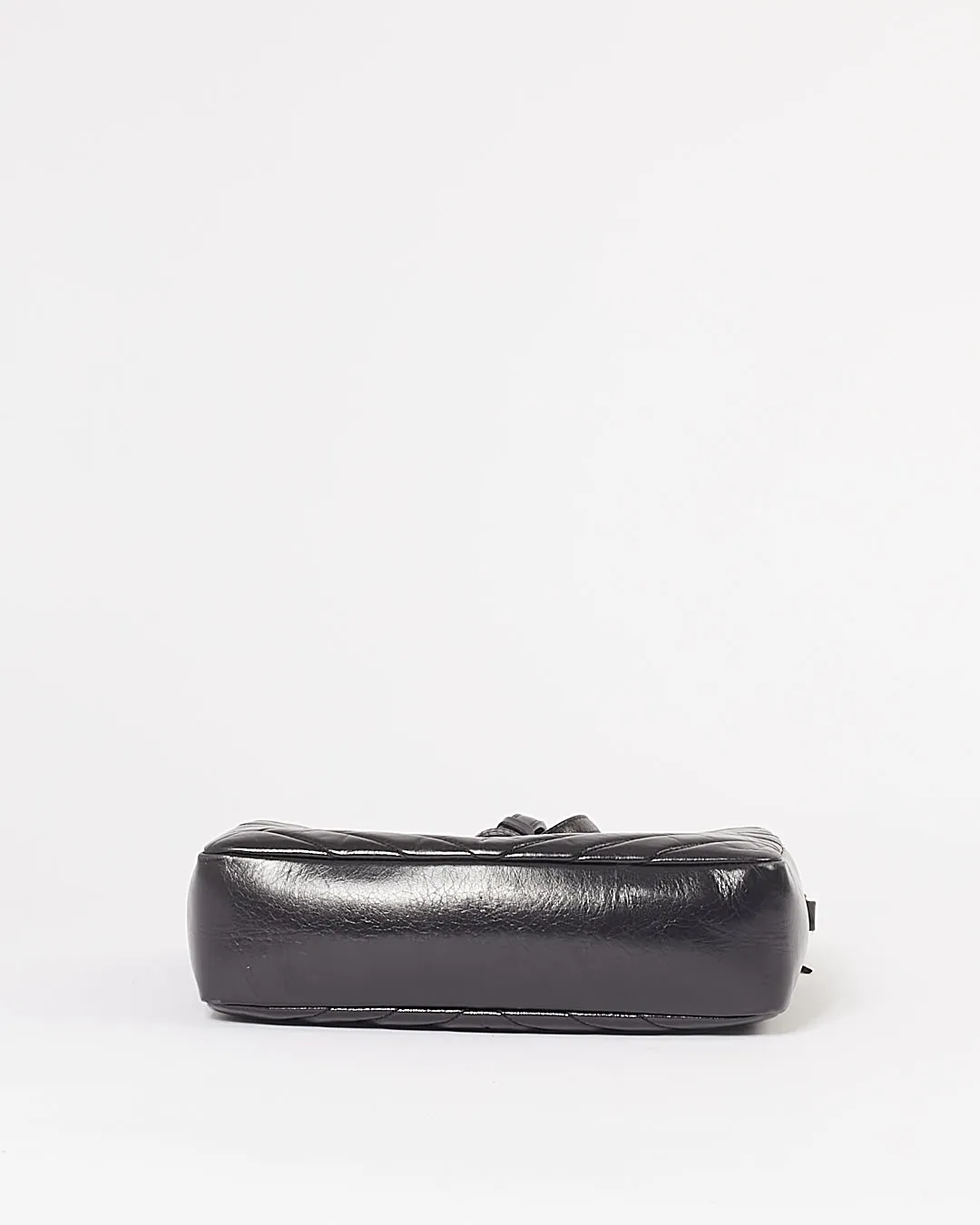 Saint Laurent Black Crinkled Leather Chevron Matelasse Lou Camera Bag
