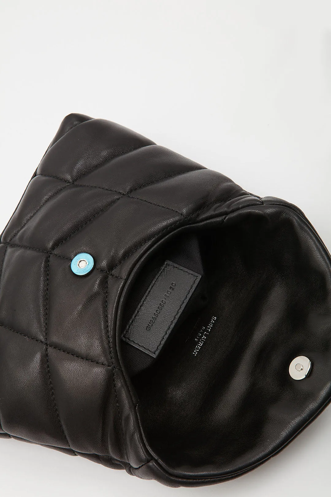 Saint Laurent Black Leather Monogram Loulou Puffer Pouch Clutch