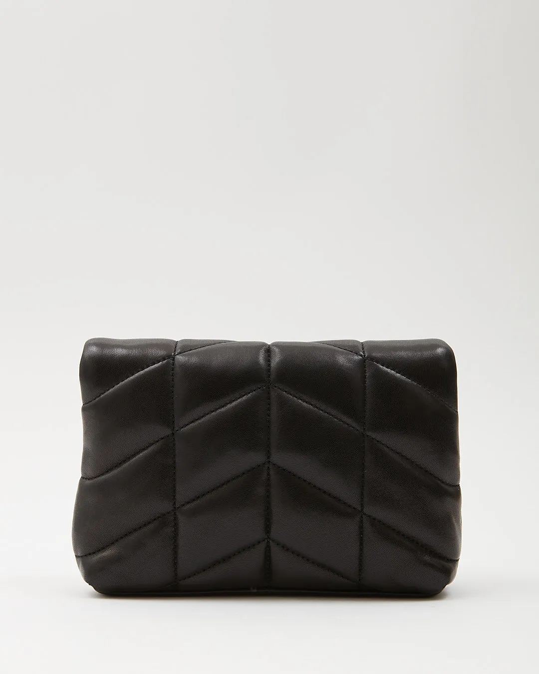 Saint Laurent Black Leather Monogram Loulou Puffer Pouch Clutch
