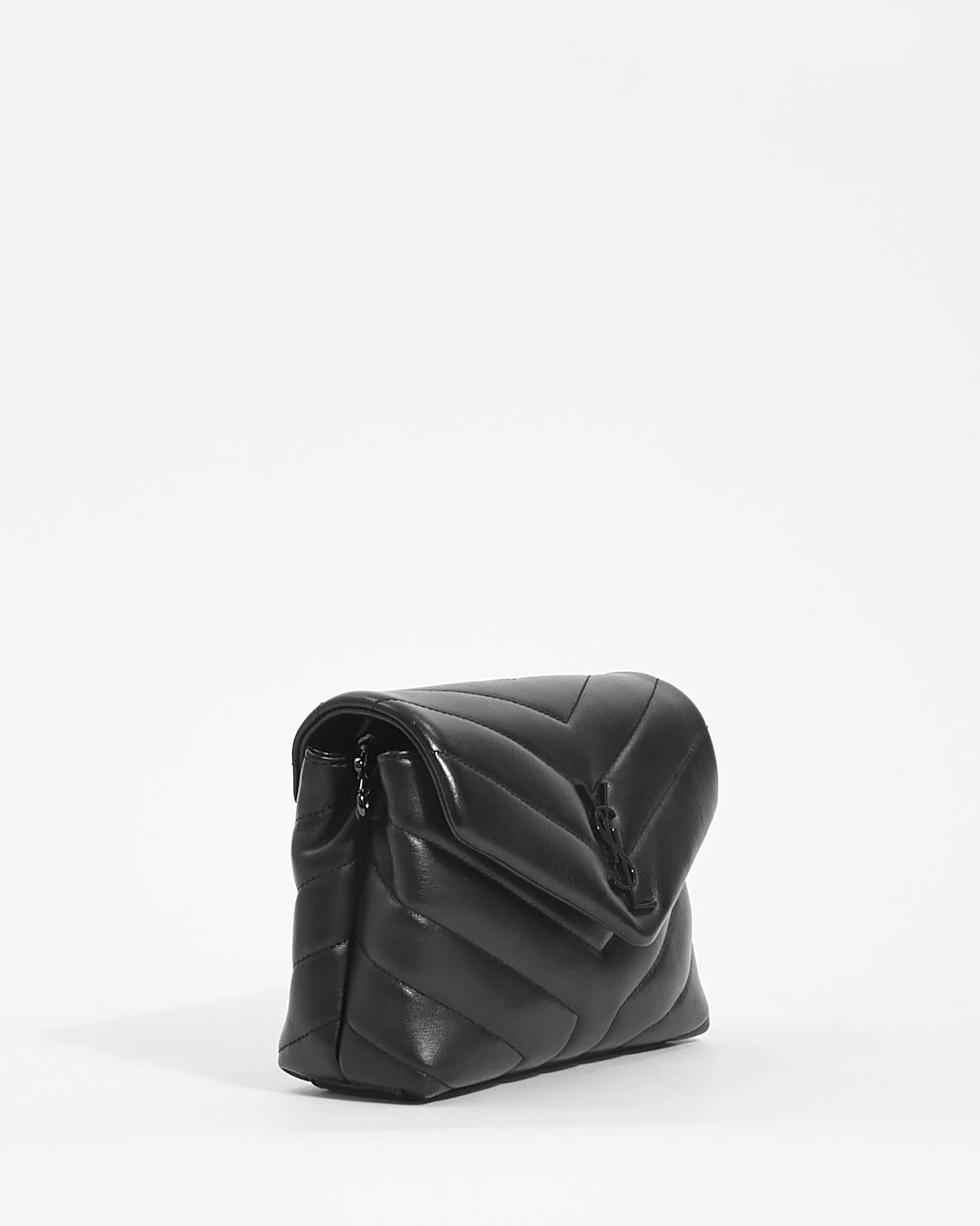 Saint Laurent Black Leather Toy Loulou Shoulder Bag