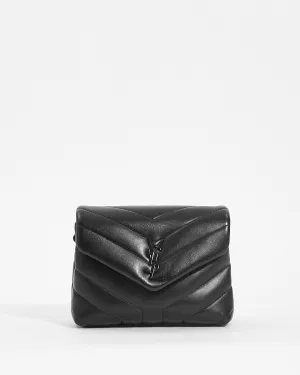 Saint Laurent Black Leather Toy Loulou Shoulder Bag
