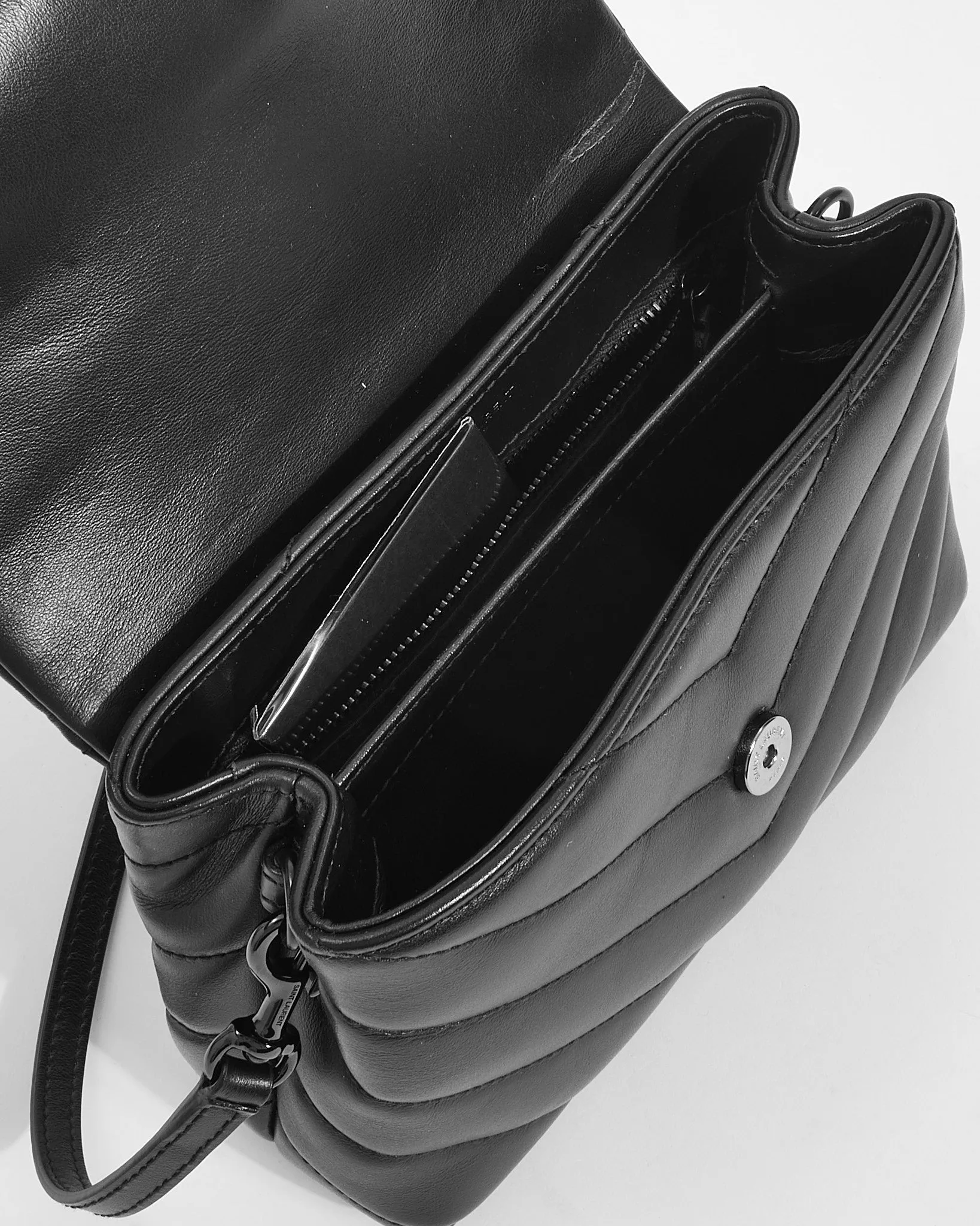 Saint Laurent Black Leather Toy Loulou Shoulder Bag