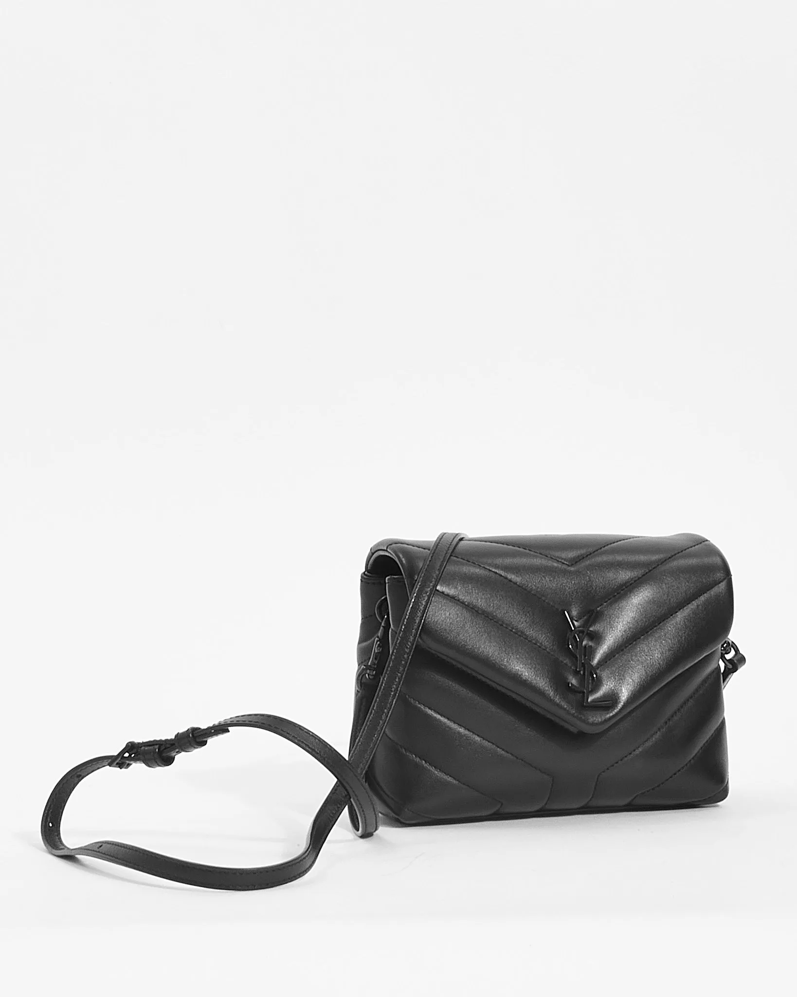 Saint Laurent Black Leather Toy Loulou Shoulder Bag