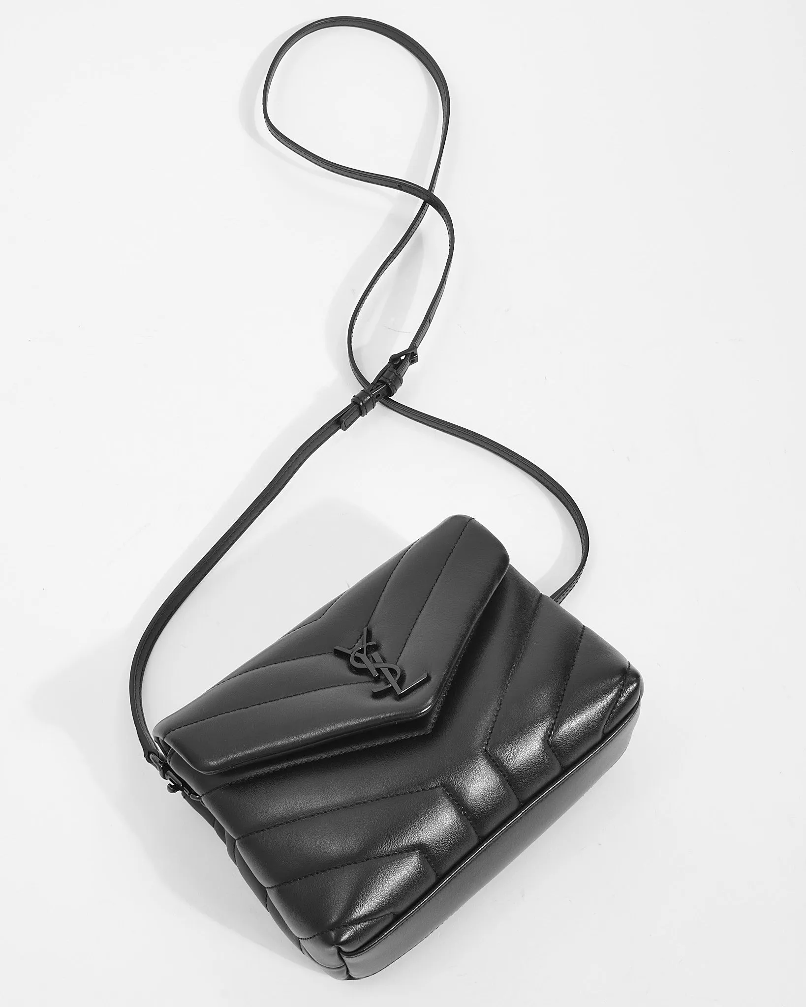 Saint Laurent Black Leather Toy Loulou Shoulder Bag