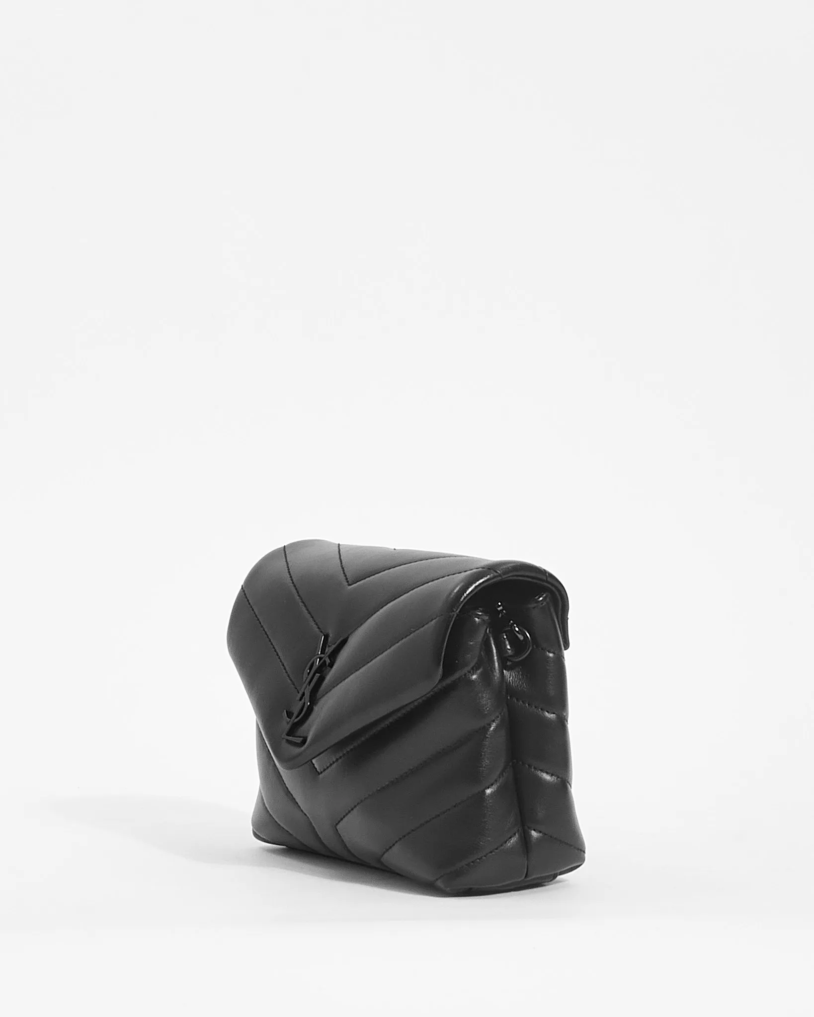 Saint Laurent Black Leather Toy Loulou Shoulder Bag