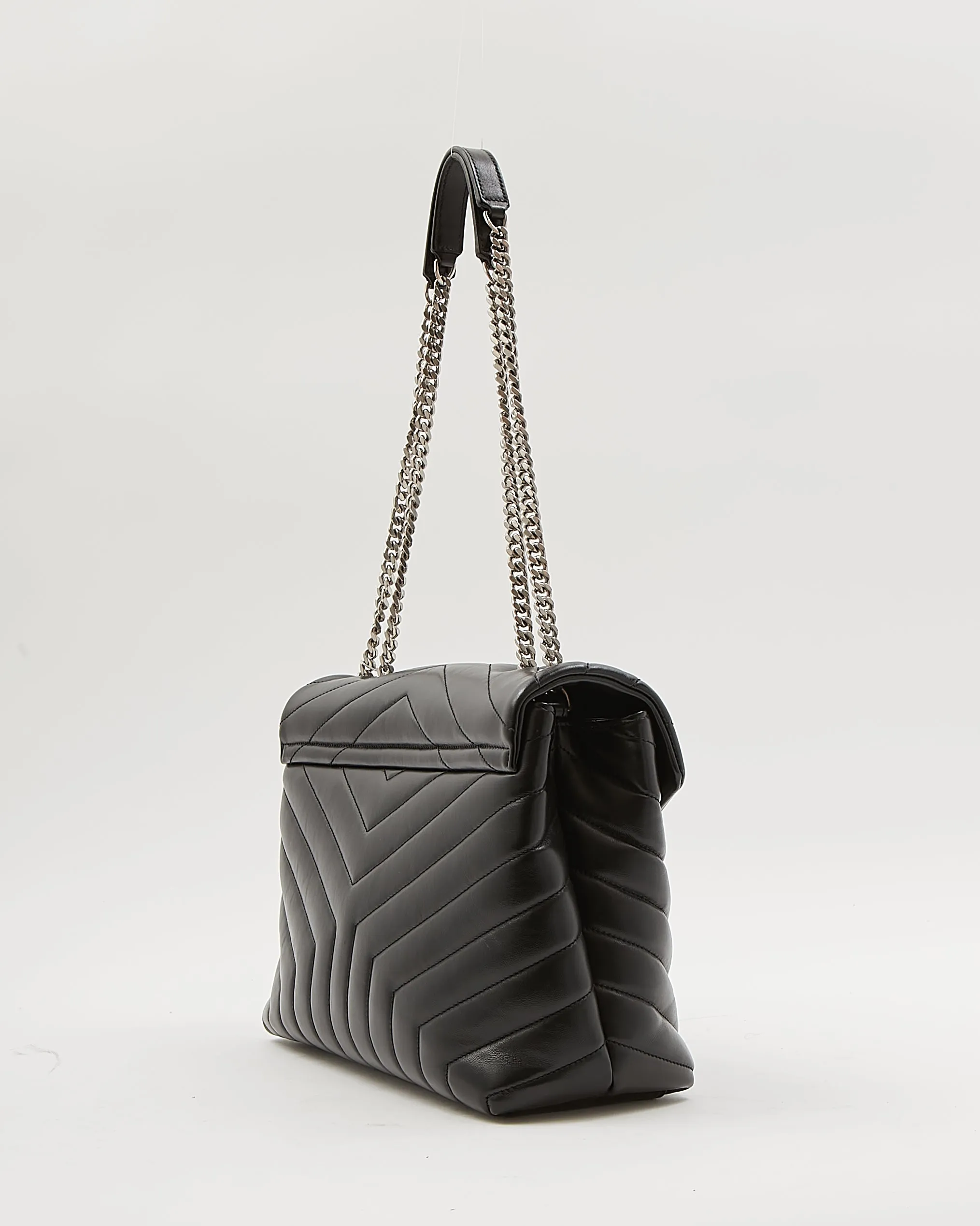 Saint Laurent Black Matelassé Leather Medium LouLou Shoulder Bag