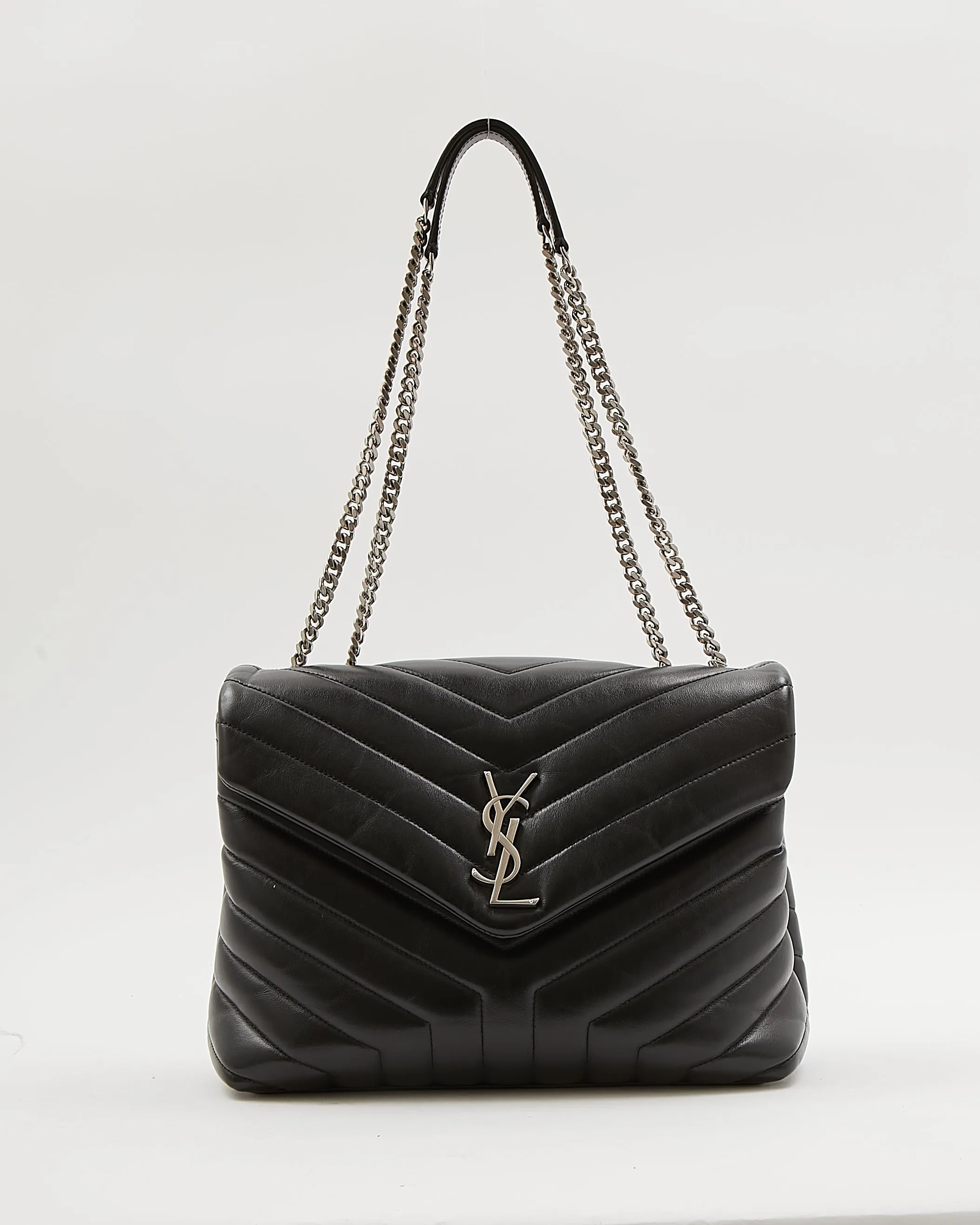Saint Laurent Black Matelassé Leather Medium LouLou Shoulder Bag