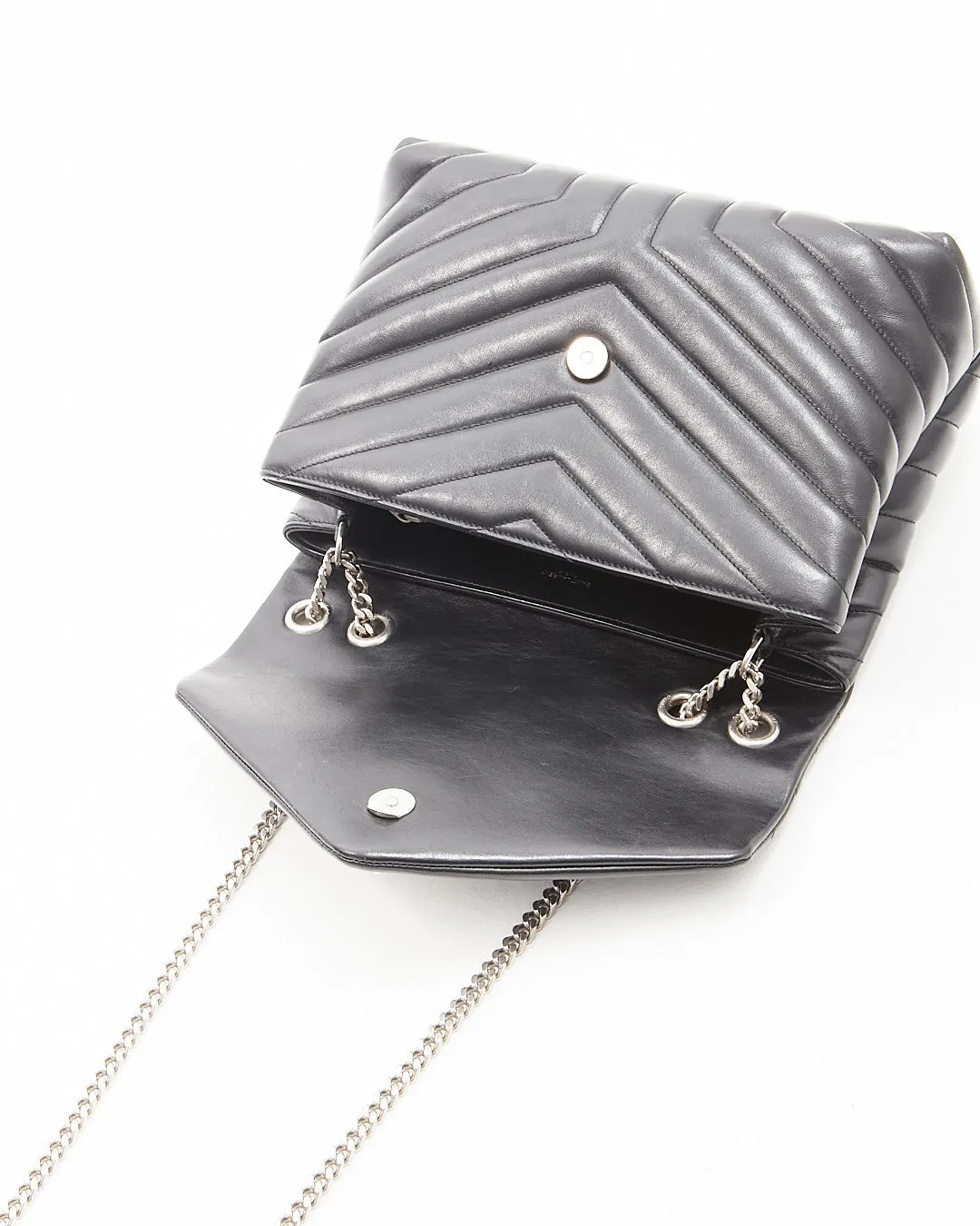 Saint Laurent Black Matelassé Leather Medium LouLou Shoulder Bag