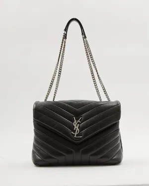 Saint Laurent Black Matelassé Leather Medium LouLou Shoulder Bag