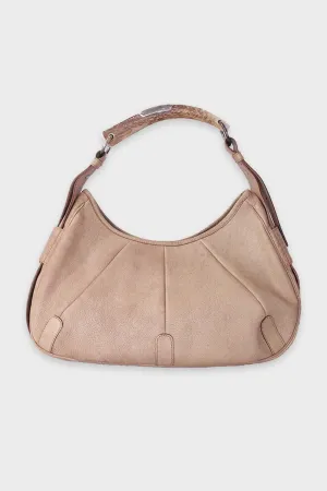 Saint Laurent Tan Leather Shoulder Handbag with Horn Handle