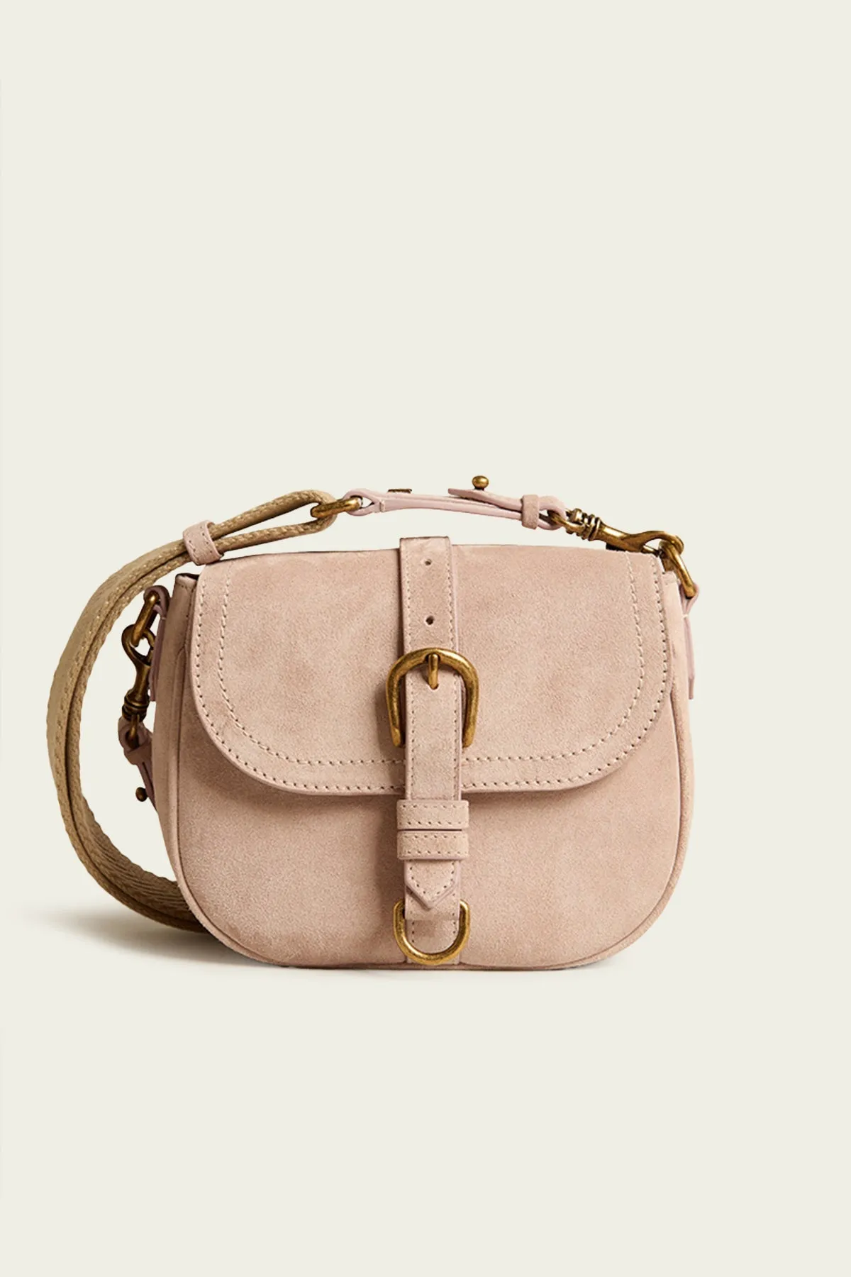 Sally Suede Leather Small Bag in Nude