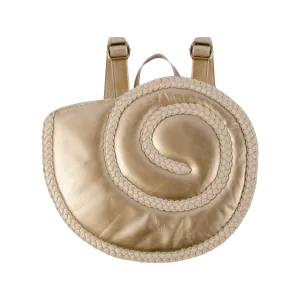 Seafo Schoolbag | Moon Shell | Champagne Metallic Leather