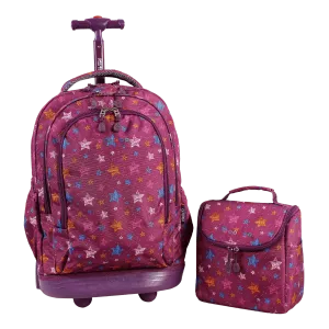 Setbeamer Rolling Backpack With Lunch Bag (18 Inch) in Stars - Final Sale